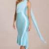 Sukienka midi z detalem w postaci szalika Giada w kolorze delikatnego turkusu Sukienka midi z detalem w postaci szalika Giada w kolorze delikatnego turkusu