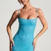 Sukienka Mini Aellin z ozdobami w kolorze aqua blue Sukienka Mini Aellin z ozdobami w kolorze aqua blue