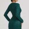Sukienka Mini Arlowe z ozdobnym dekoltem typu cowl w kolorze turkusowym Sukienka Mini Arlowe z ozdobnym dekoltem typu cowl w kolorze turkusowym