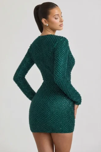Sukienka Mini Arlowe z ozdobnym dekoltem typu cowl w kolorze turkusowym Sukienka Mini Arlowe z ozdobnym dekoltem typu cowl w kolorze turkusowym