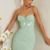 Sukienka Mini Constance z ozdobnym gorsetem w kolorze szałwiowym Sukienka Mini Constance z ozdobnym gorsetem w kolorze szałwiowym