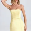 Sukienka Mini Haisley z usztywnionym stanikiem typu bandeau w kolorze cytrynowym