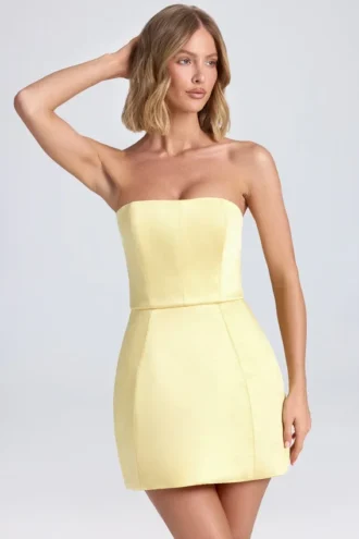 Sukienka Mini Haisley z usztywnionym stanikiem typu bandeau w kolorze cytrynowym Sukienka Mini Haisley z usztywnionym stanikiem typu bandeau w kolorze cytrynowym