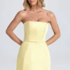 Sukienka Mini Haisley z usztywnionym stanikiem typu bandeau w kolorze cytrynowym