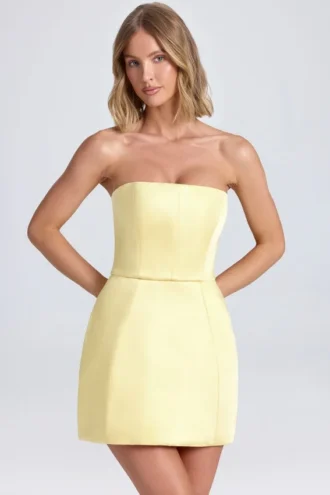 Sukienka Mini Haisley z usztywnionym stanikiem typu bandeau w kolorze cytrynowym Sukienka Mini Haisley z usztywnionym stanikiem typu bandeau w kolorze cytrynowym