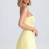 Sukienka Mini Haisley z usztywnionym stanikiem typu bandeau w kolorze cytrynowym