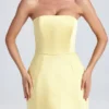 Sukienka Mini Haisley z usztywnionym stanikiem typu bandeau w kolorze cytrynowym