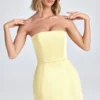 Sukienka Mini Haisley z usztywnionym stanikiem typu bandeau w kolorze cytrynowym