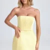 Sukienka Mini Haisley z usztywnionym stanikiem typu bandeau w kolorze cytrynowym