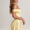 Sukienka Mini Jaida z modalu z odkrytymi ramionami i linią A w kolorze Lemon Sherbet