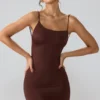 Sukienka Mini Orli z elastycznego dżerseju z odkrytymi plecami w kolorze espresso