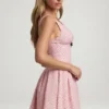 Sukienka Mini Sabina z kokardką w różowe groszki Sukienka Mini Sabina z kokardką w różowe groszki