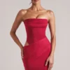 Sukienka Mini Veda Bandeau Bodycon w kolorze wiśniowej czerwieni