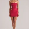 Sukienka Mini Veda Bandeau Bodycon w kolorze wiśniowej czerwieni