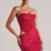 Sukienka Mini Veda Bandeau Bodycon w kolorze wiśniowej czerwieni