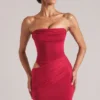 Sukienka Mini Veda Bandeau Bodycon w kolorze wiśniowej czerwieni
