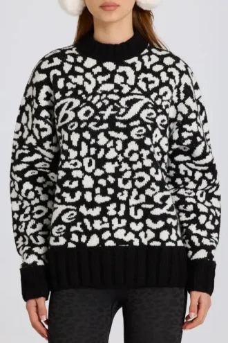 Sweter oversize z dzianiny żakardowej w kolorze czarnym