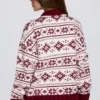 Sweter oversize z dzianiny żakardowej w kolorze karmazynowej czerwieni