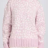 Sweter oversize z dzianiny żakardowej w kolorze różowym Sweter oversize z dzianiny żakardowej w kolorze różowym