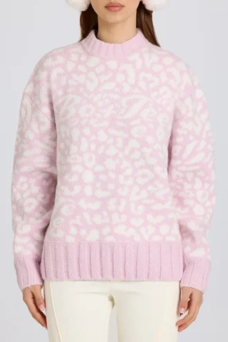 Sweter oversize z dzianiny żakardowej w kolorze różowym