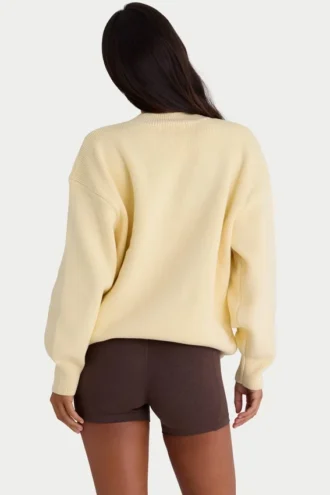 Sweter oversize z dzianiny prążkowanej w kolorze cytrynowym
