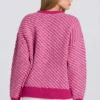 Sweter oversize z dzianiny z logo w kolorze magenta