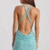 Sylune – sukienka mini z ozdobnym dekoltem w serek i odkrytymi plecami w kolorze aqua blue Sylune – sukienka mini z ozdobnym dekoltem w serek i odkrytymi plecami w kolorze aqua blue