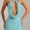 Sylune – sukienka mini z ozdobnym dekoltem w serek i odkrytymi plecami w kolorze aqua blue Sylune – sukienka mini z ozdobnym dekoltem w serek i odkrytymi plecami w kolorze aqua blue