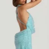 Sylune – sukienka mini z ozdobnym dekoltem w serek i odkrytymi plecami w kolorze aqua blue Sylune – sukienka mini z ozdobnym dekoltem w serek i odkrytymi plecami w kolorze aqua blue