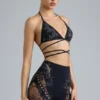 Czarny stanik bikini Liberty z ozdobnymi krzyżującymi się ramiączkami Czarny stanik bikini Liberty z ozdobnymi krzyżującymi się ramiączkami