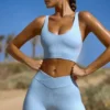 Szorty mini z wysokim stanem FlexiRib w kolorze niebieskim Szorty mini z wysokim stanem FlexiRib w kolorze niebieskim