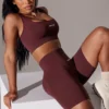 Szorty rowerowe Super Sculpt z wysokim stanem w kolorze bordowym Szorty rowerowe Super Sculpt z wysokim stanem w kolorze bordowym