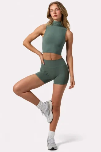 Szorty Soft Active z wysokim stanem w kolorze khaki