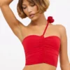 Tesia Slinky Jersey Rose Detail Asymmetric Top w kolorze szkarłatnej czerwieni Tesia Slinky Jersey Rose Detail Asymmetric Top w kolorze szkarłatnej czerwieni