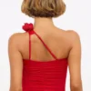 Tesia Slinky Jersey Rose Detail Asymmetric Top w kolorze szkarłatnej czerwieni Tesia Slinky Jersey Rose Detail Asymmetric Top w kolorze szkarłatnej czerwieni