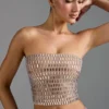Top bandeau Charnelle z zdobieniami w kolorze migdałowym Top bandeau Charnelle z zdobieniami w kolorze migdałowym