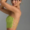 Top bandeau Nanaka z ozdobnymi ramiączkami z tyłu w kolorze gruszkowej zieleni Top bandeau Nanaka z ozdobnymi ramiączkami z tyłu w kolorze gruszkowej zieleni