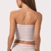 Top bandeau z prążkowanej dzianiny w różowe paski Top bandeau z prążkowanej dzianiny w różowe paski