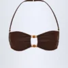 Top bikini bandeau Manava z koralikami w kolorze ciemnej czekolady Top bikini bandeau Manava z koralikami w kolorze ciemnej czekolady