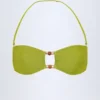 Top bikini bandeau Manava z koralikami w kolorze oliwkowym Top bikini bandeau Manava z koralikami w kolorze oliwkowym