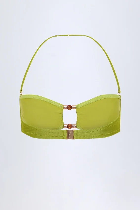 Top bikini bandeau Manava z koralikami w kolorze oliwkowym Top bikini bandeau Manava z koralikami w kolorze oliwkowym