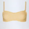 Top bikini bandeau z falbanami Portbou w żółtą kratkę Top bikini bandeau z falbanami Portbou w żółtą kratkę