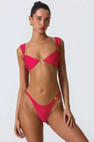 Top bikini Coquina z ozdobami w kolorze malinowo-różowym Top bikini Coquina z ozdobami w kolorze malinowo-różowym