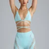 Top bikini Liberty z ozdobnymi krzyżującymi się ramiączkami w kolorze lodowoniebieskim Top bikini Liberty z ozdobnymi krzyżującymi się ramiączkami w kolorze lodowoniebieskim