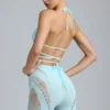Top bikini Liberty z ozdobnymi krzyżującymi się ramiączkami w kolorze lodowoniebieskim Top bikini Liberty z ozdobnymi krzyżującymi się ramiączkami w kolorze lodowoniebieskim