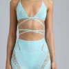Top bikini Liberty z ozdobnymi krzyżującymi się ramiączkami w kolorze lodowoniebieskim Top bikini Liberty z ozdobnymi krzyżującymi się ramiączkami w kolorze lodowoniebieskim
