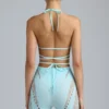 Top bikini Liberty z ozdobnymi krzyżującymi się ramiączkami w kolorze lodowoniebieskim Top bikini Liberty z ozdobnymi krzyżującymi się ramiączkami w kolorze lodowoniebieskim