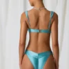 Top bikini z marszczeniami i detalami z pereł Akoya w kolorze turkusowym Top bikini z marszczeniami i detalami z pereł Akoya w kolorze turkusowym