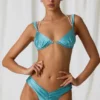 Top bikini z marszczeniami i detalami z pereł Akoya w kolorze turkusowym Top bikini z marszczeniami i detalami z pereł Akoya w kolorze turkusowym