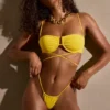 Top bikini z wieloma ramiączkami i fiszbinami Positano w kolorze złocistożółtym